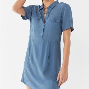 UO Blue UO Lou Collared Mini Shirt Dress